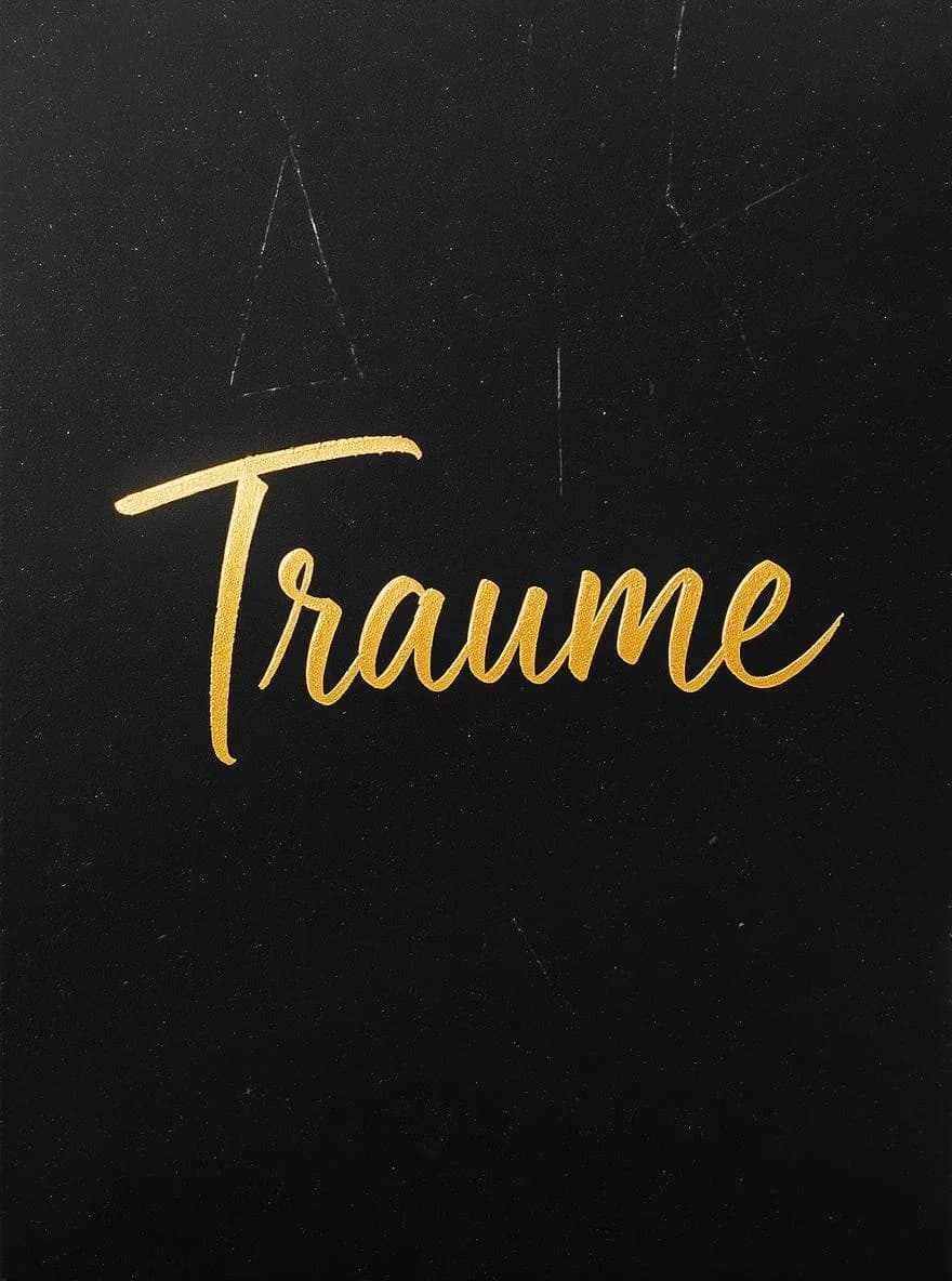 KI-generiertes Beispiel für Kalligrafie-Art: Erstelle eine moderne Kalligrafie mit dem Wort 'Träume' in goldener Tinte auf schwarzem Papier.
